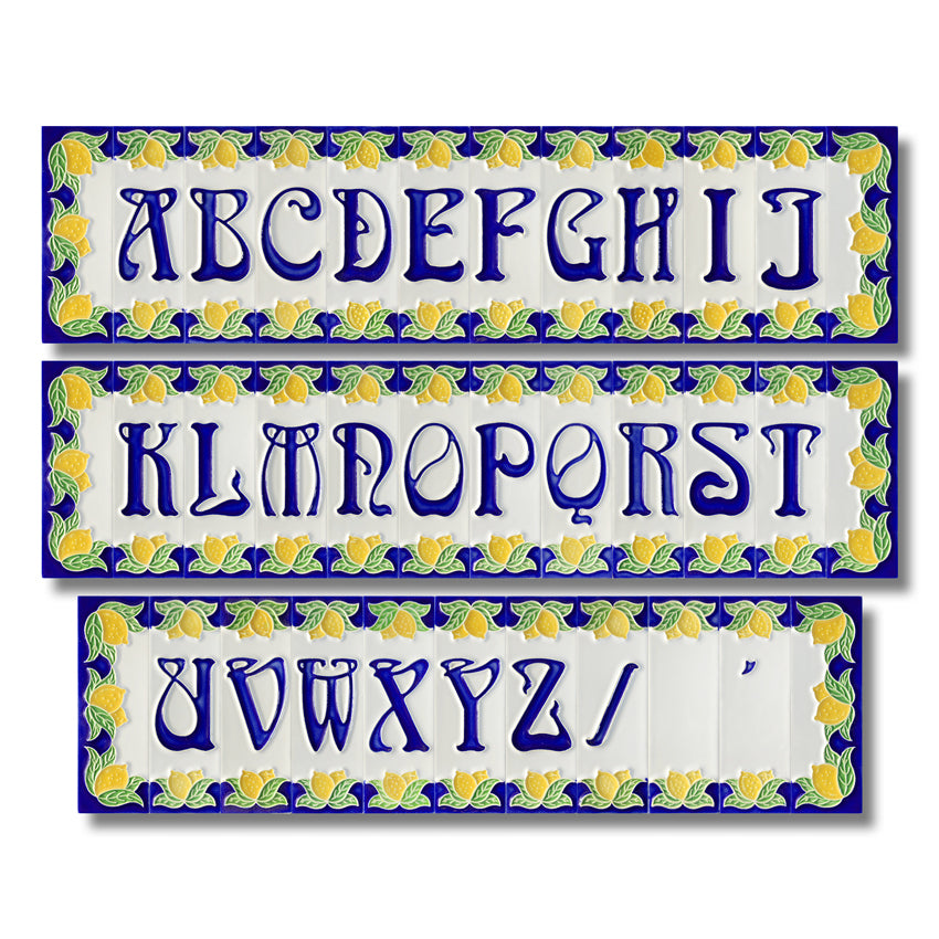 Italian Ceramic Lemon House Numbers & Letters Tiles 10 x 3.3 cm