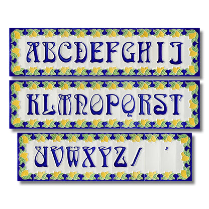 Italian Ceramic Lemon House Numbers & Letters Tiles 10 x 3.3 cm