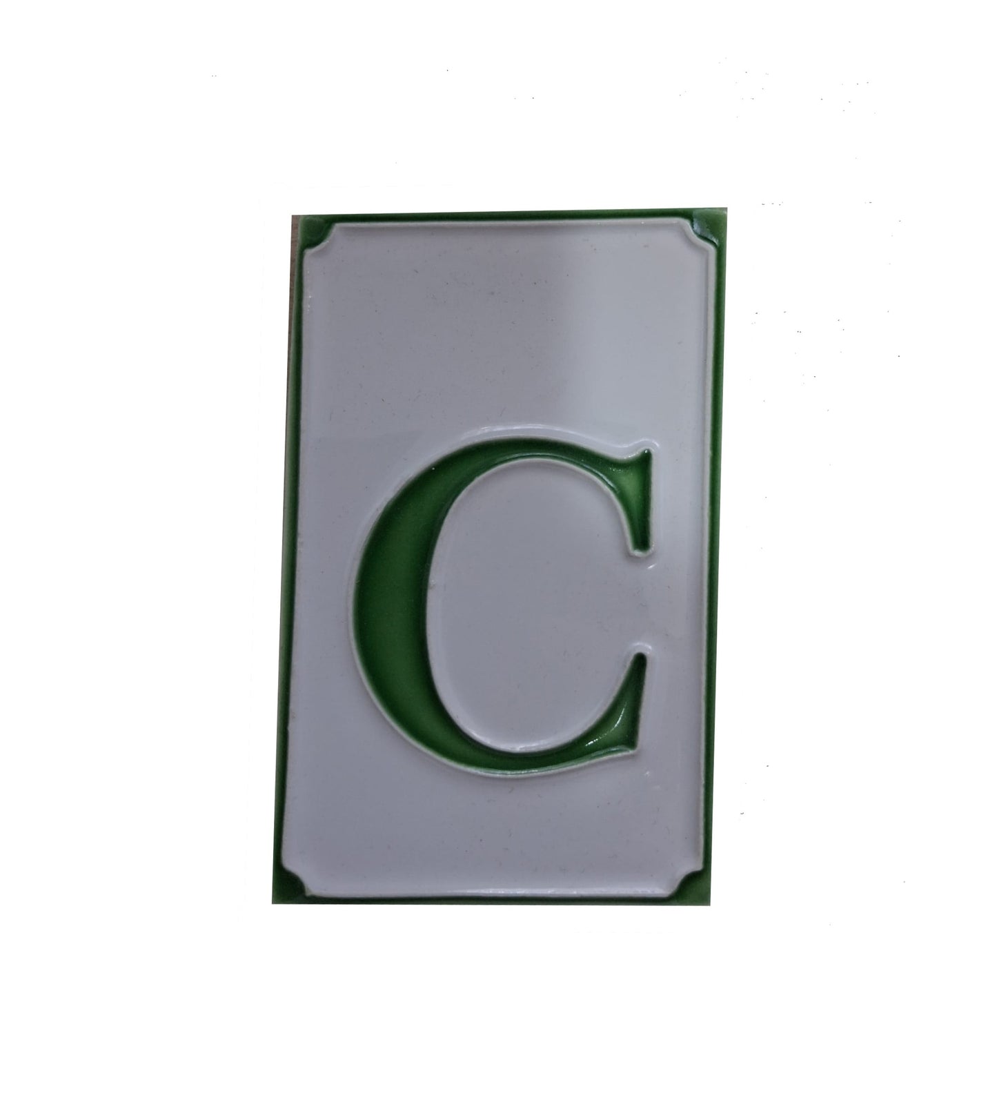 Hand-painted Italian Ceramic Simple Green House Number Tiles 11 x 7cm