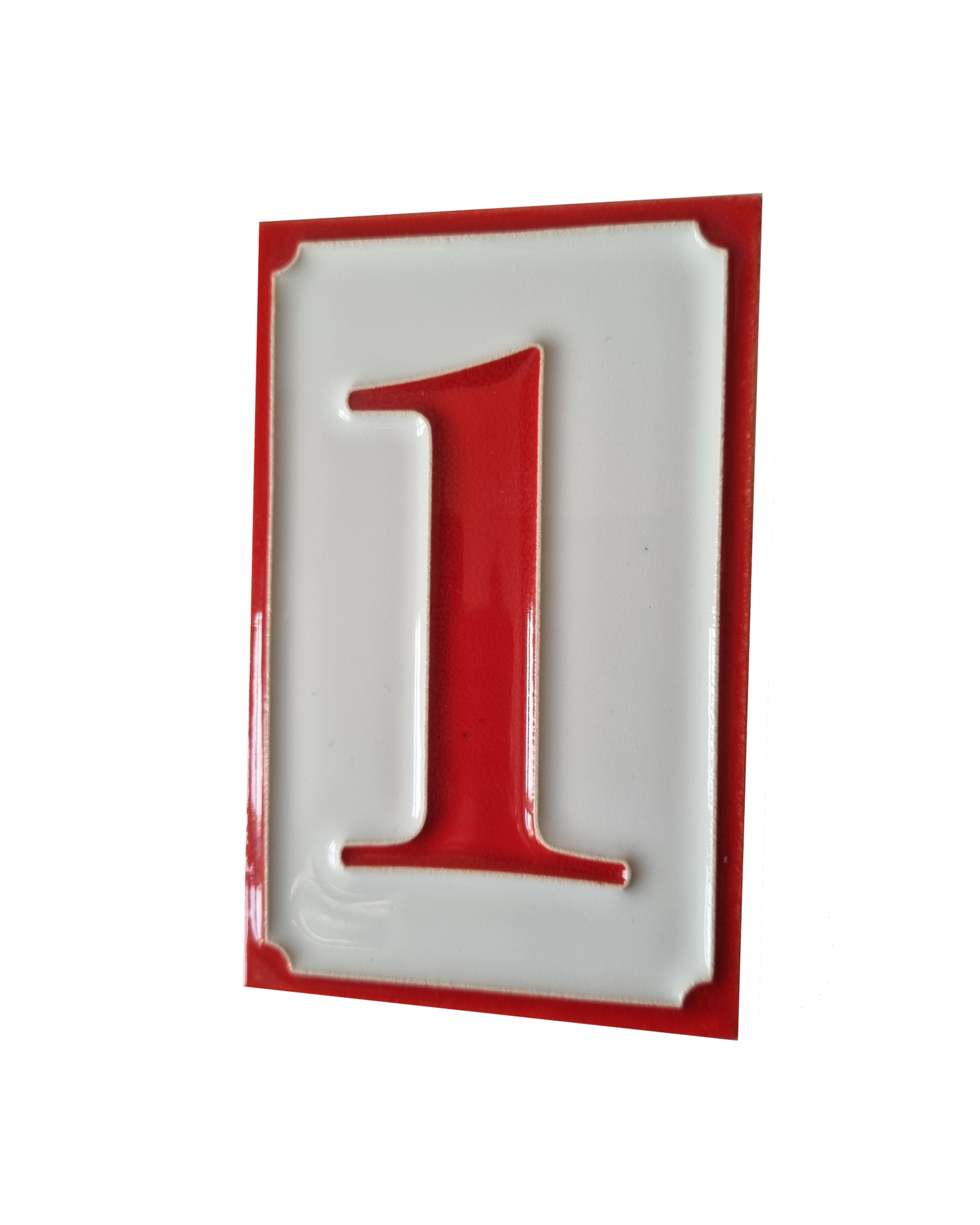 Italian hand-painted Simple red ceramic house number tiles 11 x 7cm