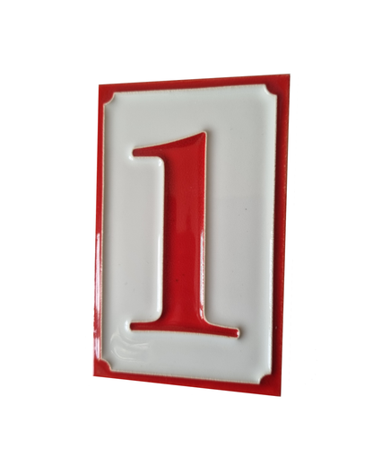 Italian hand-painted Simple red ceramic house number tiles 11 x 7cm