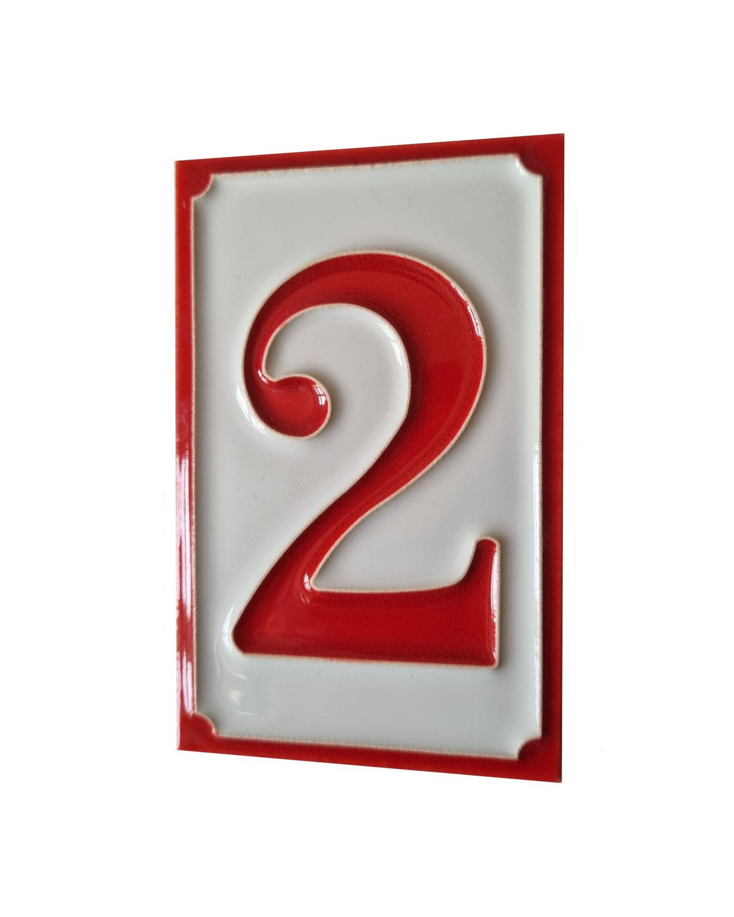 Italian hand-painted Simple red ceramic house number tiles 11 x 7cm