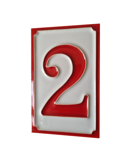 Italian hand-painted Simple red ceramic house number tiles 11 x 7cm