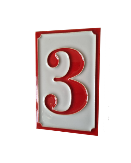 Italian hand-painted Simple red ceramic house number tiles 11 x 7cm