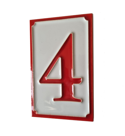 Italian hand-painted red ceramic house number tiles 11 x 7cm optional hardwood frames