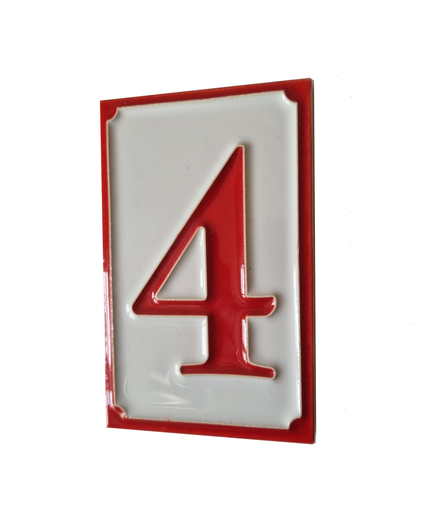 Italian hand-painted Simple red ceramic house number tiles 11 x 7cm