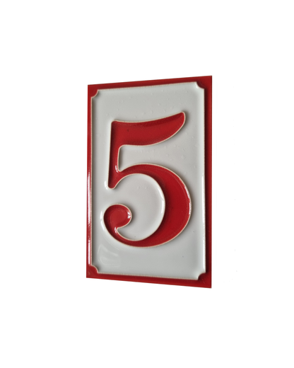 Italian hand-painted Simple red ceramic house number tiles 11 x 7cm