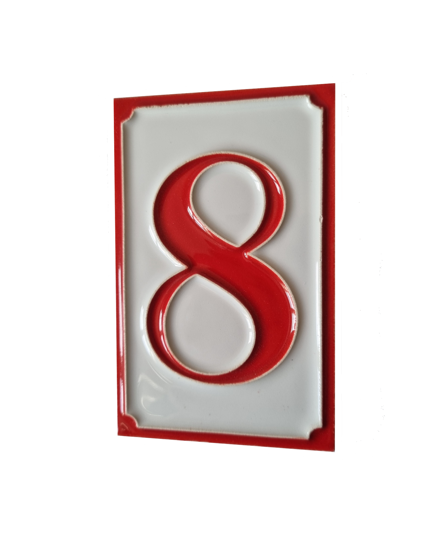 Italian hand-painted Simple red ceramic house number tiles 11 x 7cm