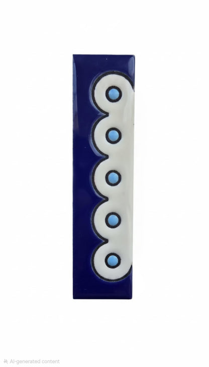 Hand-painted Soto Blue Ceramic House Number Tiles 11 x 5.5 cm