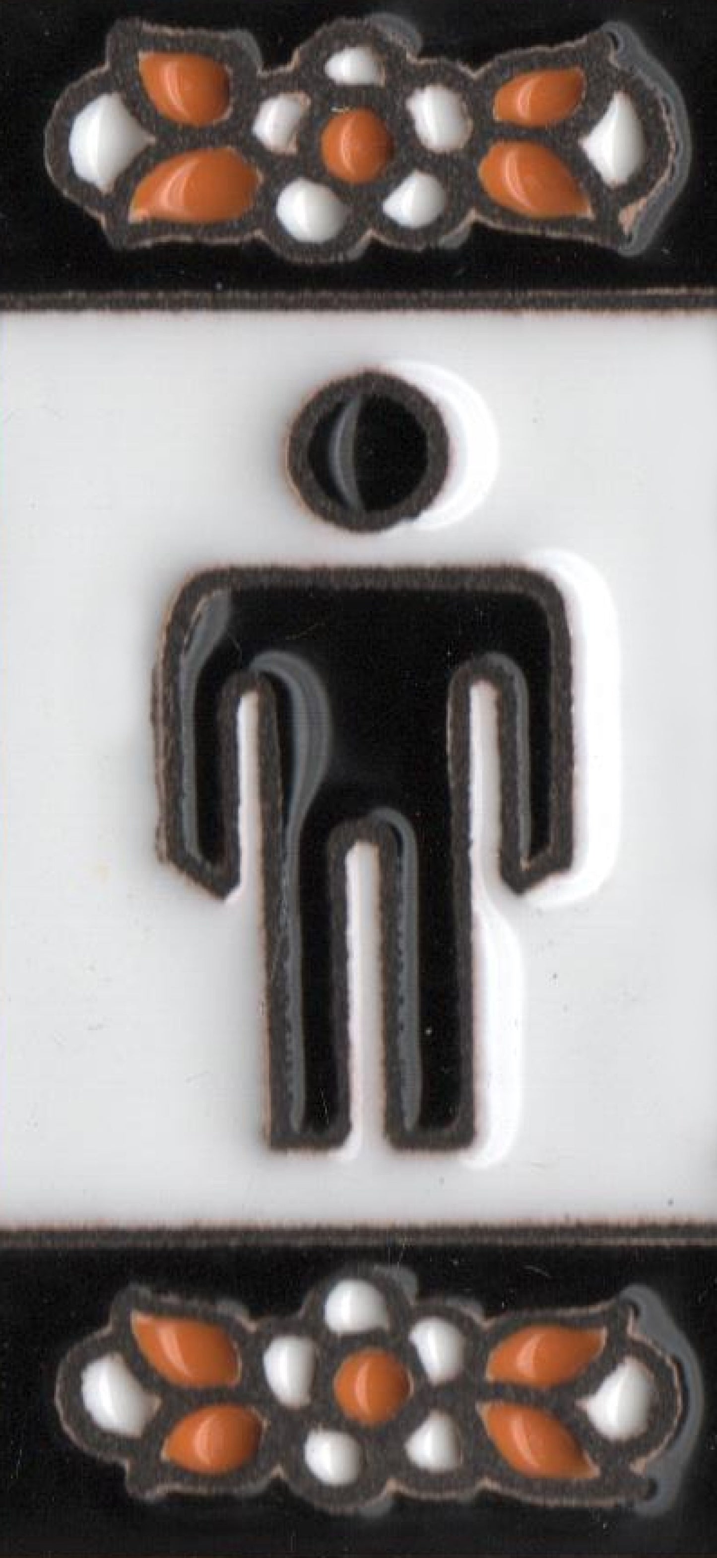 Mini-Floral Hand-painted Ceramic Black Number Tiles 7.5 x 3.5 cm & Metal Frames