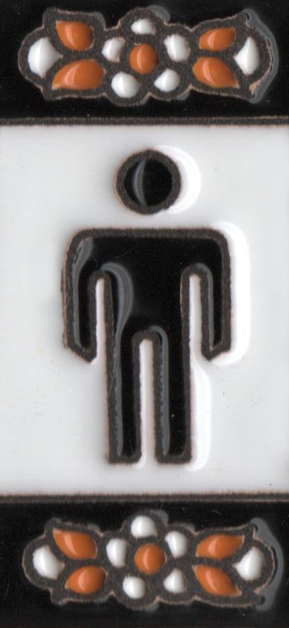 Mini-Floral Hand-painted Ceramic Black Number Tiles 7.5 x 3.5 cm & Metal Frames