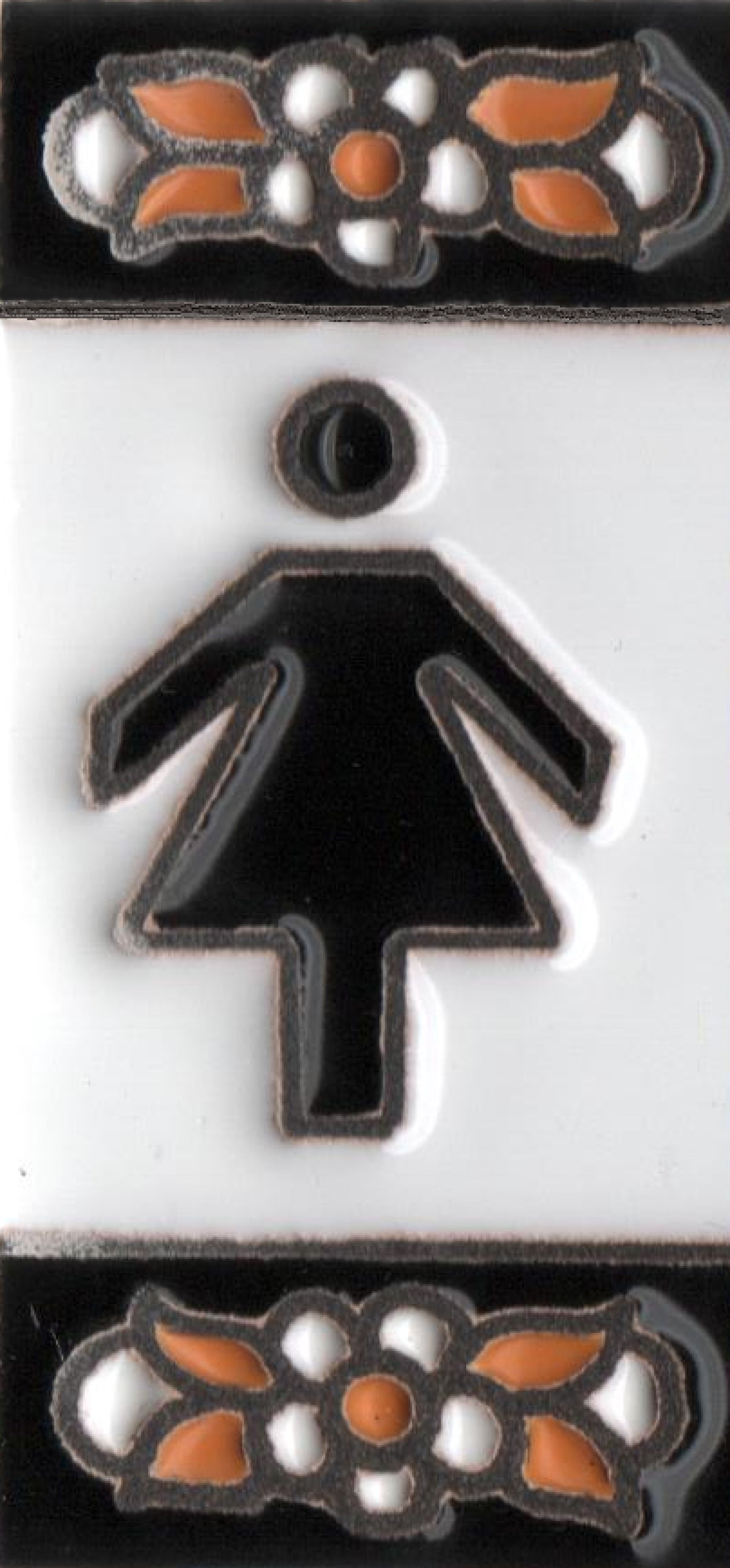 Mini-Floral Hand-painted Ceramic Black Number Tiles 7.5 x 3.5 cm & Metal Frames