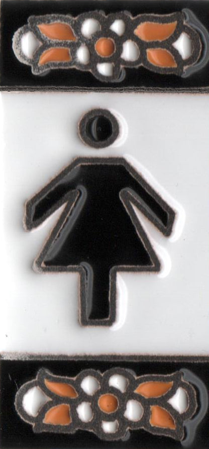 Mini-Floral Hand-painted Ceramic Black Number Tiles 7.5 x 3.5 cm & Metal Frames