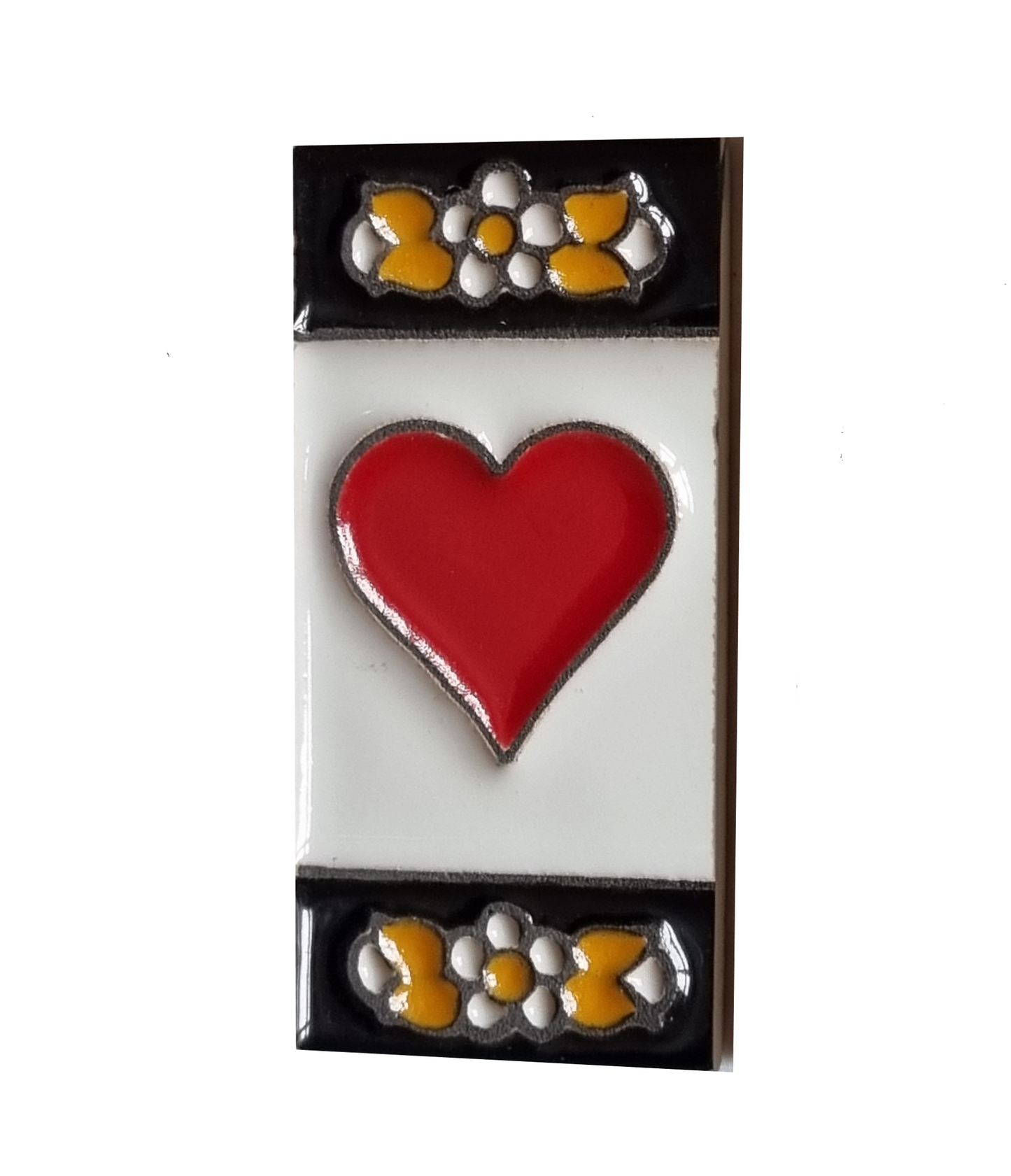 Mini-Floral Hand-painted Ceramic Black Number Tiles 7.5 x 3.5 cm & Metal Frames