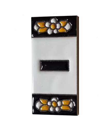 Mini-Floral Hand-painted Ceramic Black Number Tiles 7.5 x 3.5 cm & Metal Frames