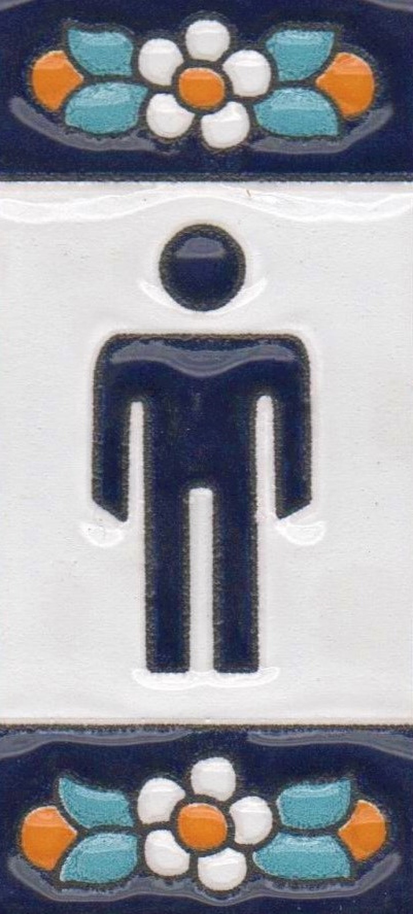 Ceramic House Tile Numbers & Letters, Blue Floral Design, 7.5cm x 3.5cm, 2 to 10 Frames