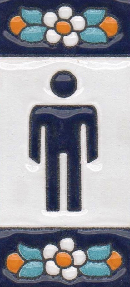 Ceramic House Tile Numbers & Letters, Blue Floral Design, 7.5cm x 3.5cm, 2 to 10 Frames