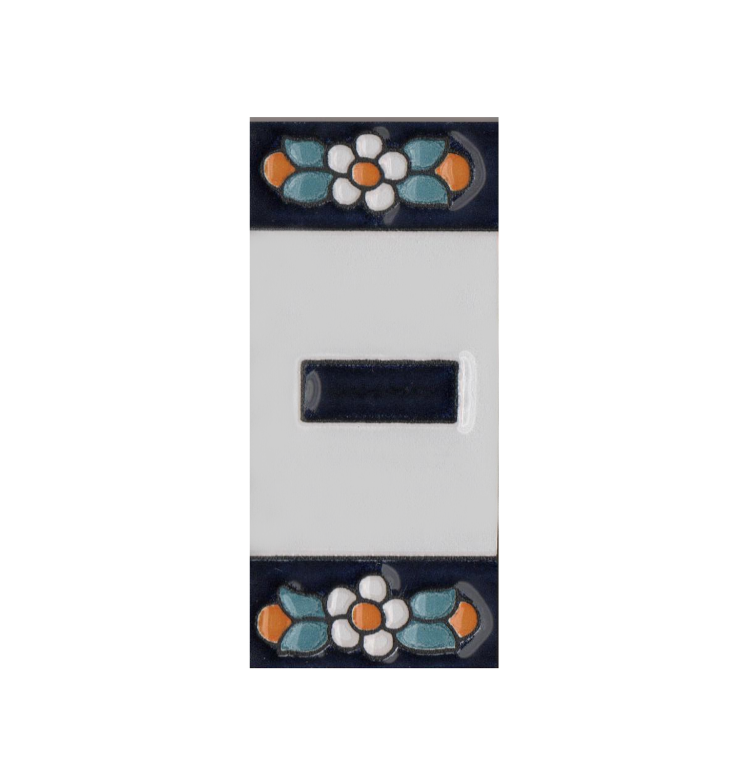 Ceramic House Tile Numbers & Letters, Blue Floral Design, 7.5cm x 3.5cm, 2 to 10 Frames