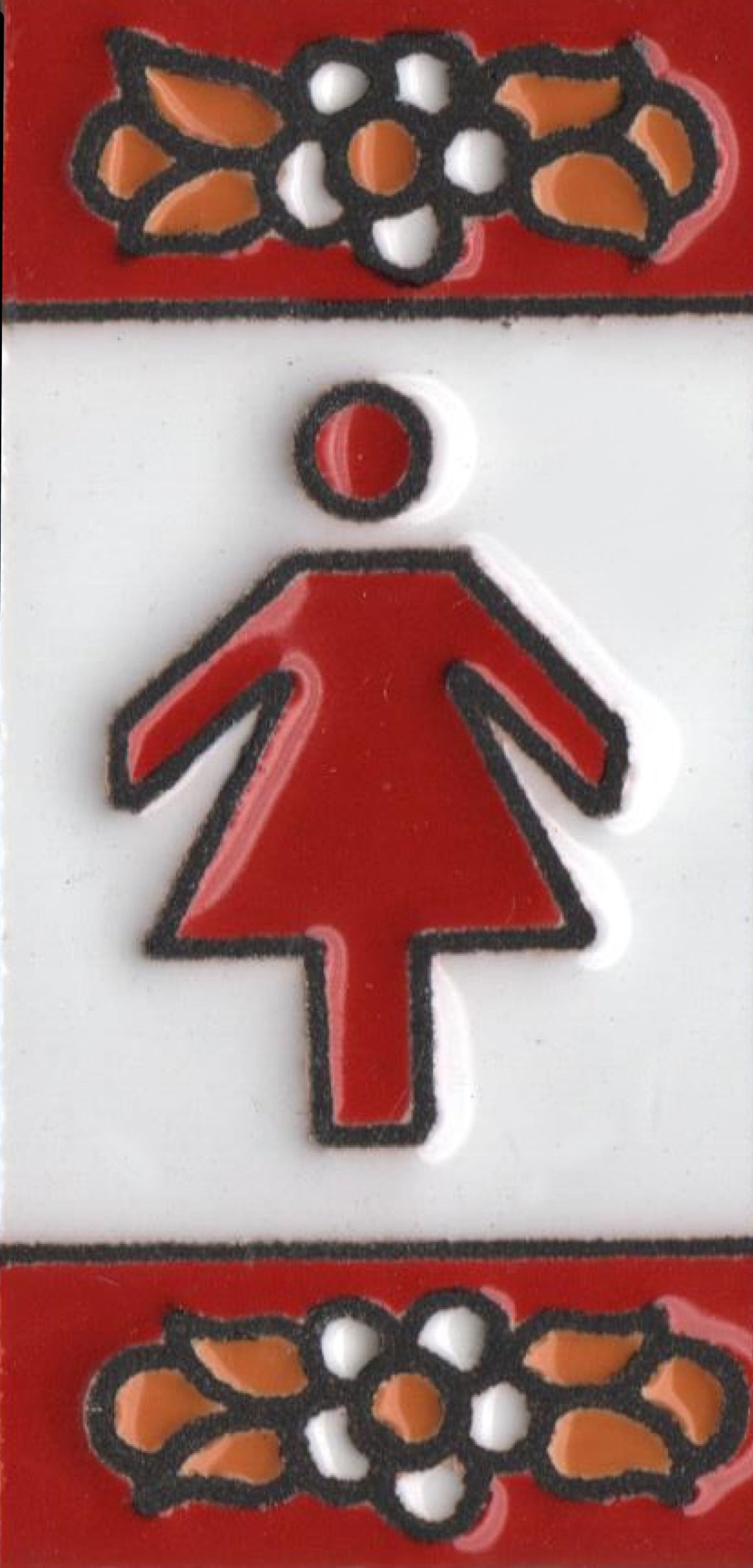 Ceramic House Tile Numbers & Letters, Red Floral Design, Tile Size: 7.5cm x 3.5cm, 2 to 10 Tile Frames